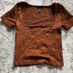 Forever 21 Rust Square-Neck Crop Top